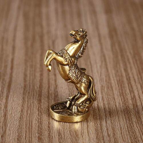 新款直销实心纯黄铜马摆件马到成功招财骏马生肖马转运摆饰茶宠文
