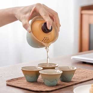 便携包家用户外旅游随行快客杯一壶四杯功夫茶具 陶瓷旅行茶具套装
