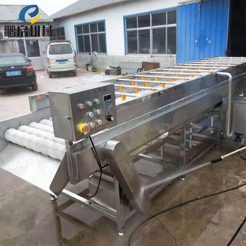 全自动黄桃清洗机黄桃清洗设备平行式毛辊清洗机
