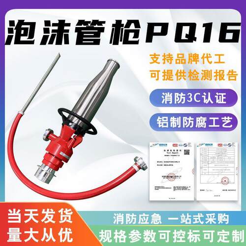 不锈钢泡沫管枪PQ16低倍数泡沫枪GB25202-2010标准空气泡沫水枪