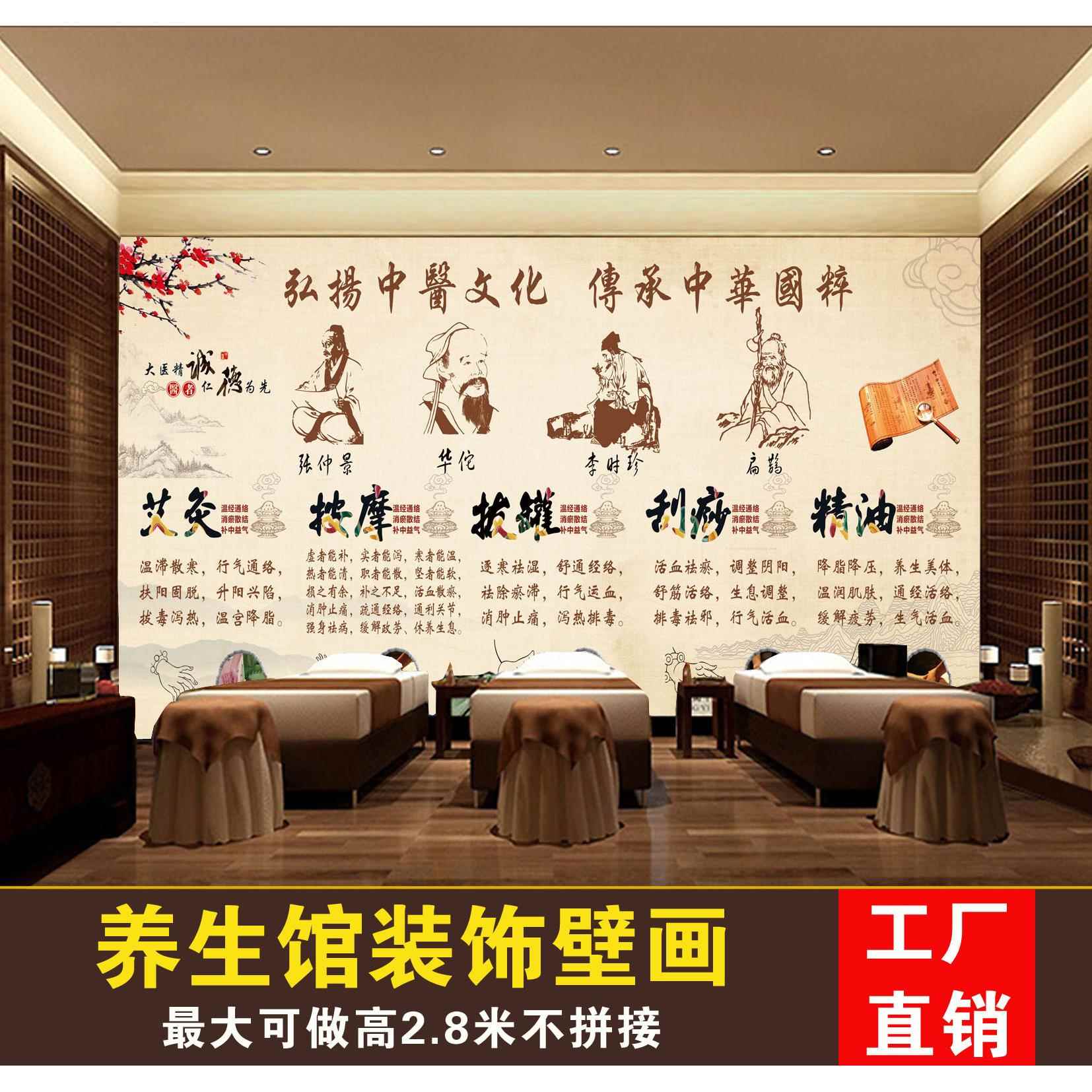 中医养生挂图艾灸装饰画养生馆挂画刮痧推拿按摩精油拔罐海报A278