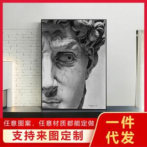 新款直销北欧黑白灰人物装饰画工业风小众挂画免打孔玄关大卫雕像