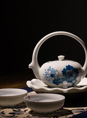正品缘容山堂善旅行陶茶具户外携瓷青花影青瓷一壶两便杯功夫茶杯