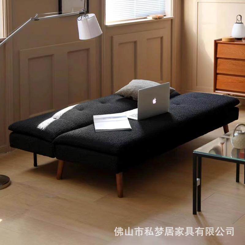 折叠实木沙发小床两967#用多能功客厅单人书房中古户型黑糖手无扶