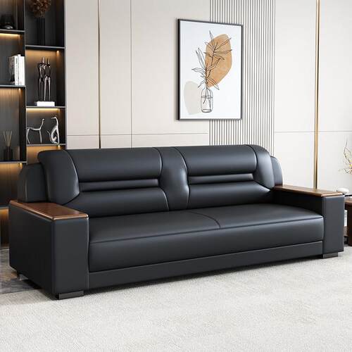 办公室沙发商务接待简约中式大厅酒店洽谈休息区真皮办公沙发茶几