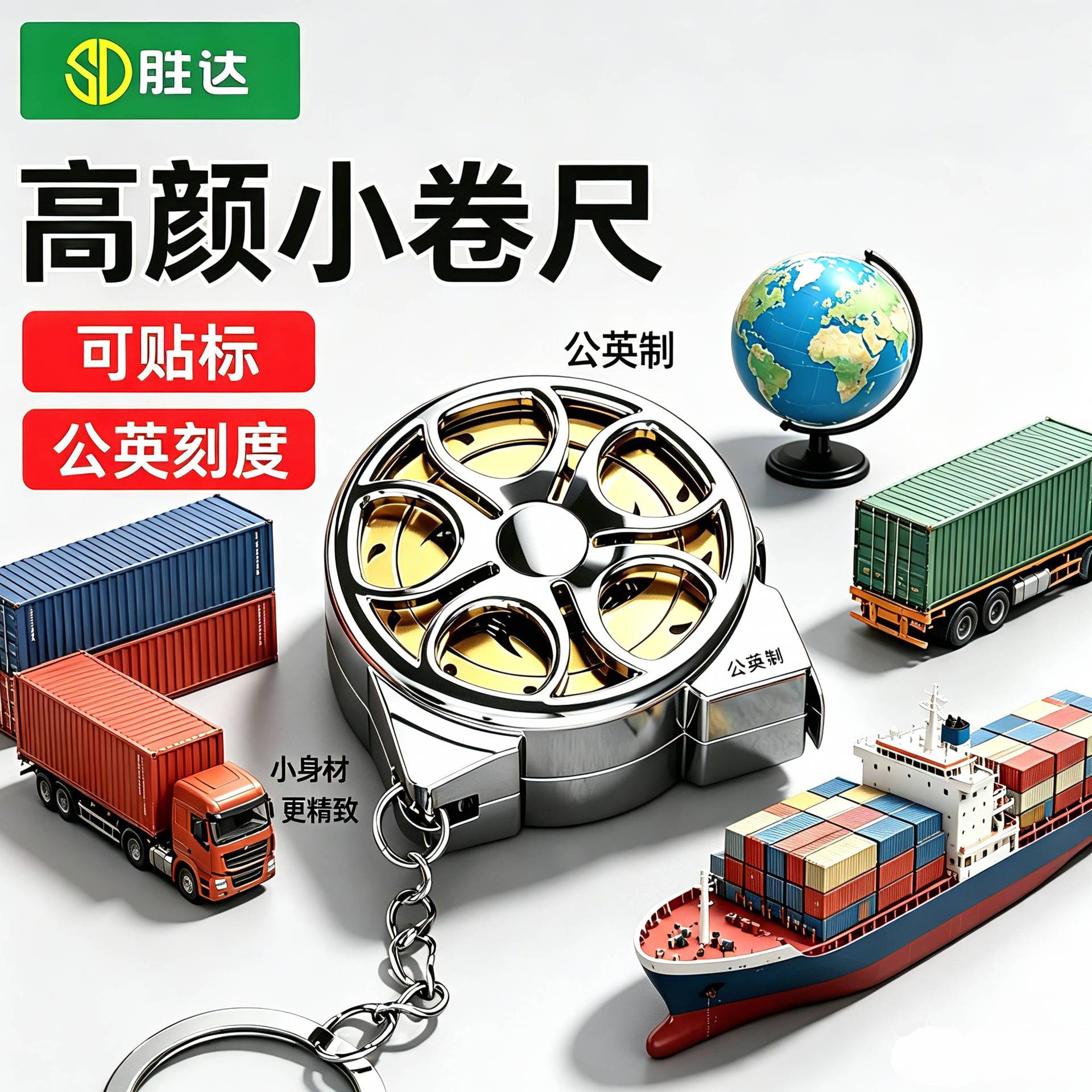 源头工厂迷你卷尺随身小卷尺小型家用钥匙扣随身便携式高端实用尺