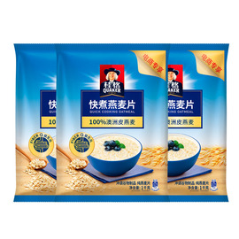 桂格快煮燕麦片1000g*1袋装原味麦片营养早餐谷物冲饮代餐整箱