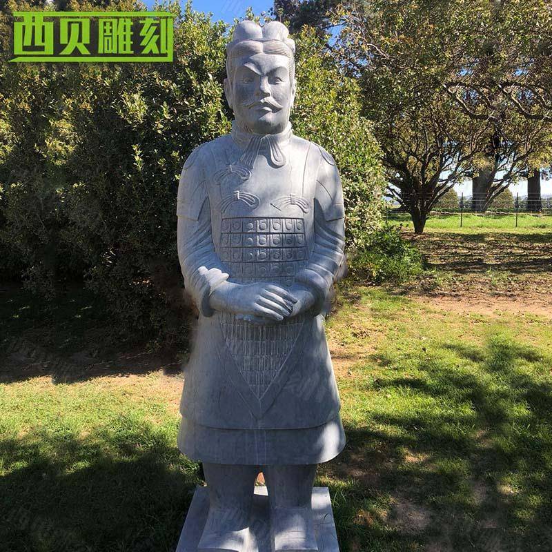 大理石人物兵马俑雕塑 石雕仿古兵马俑摆件 石材古代人物雕塑
