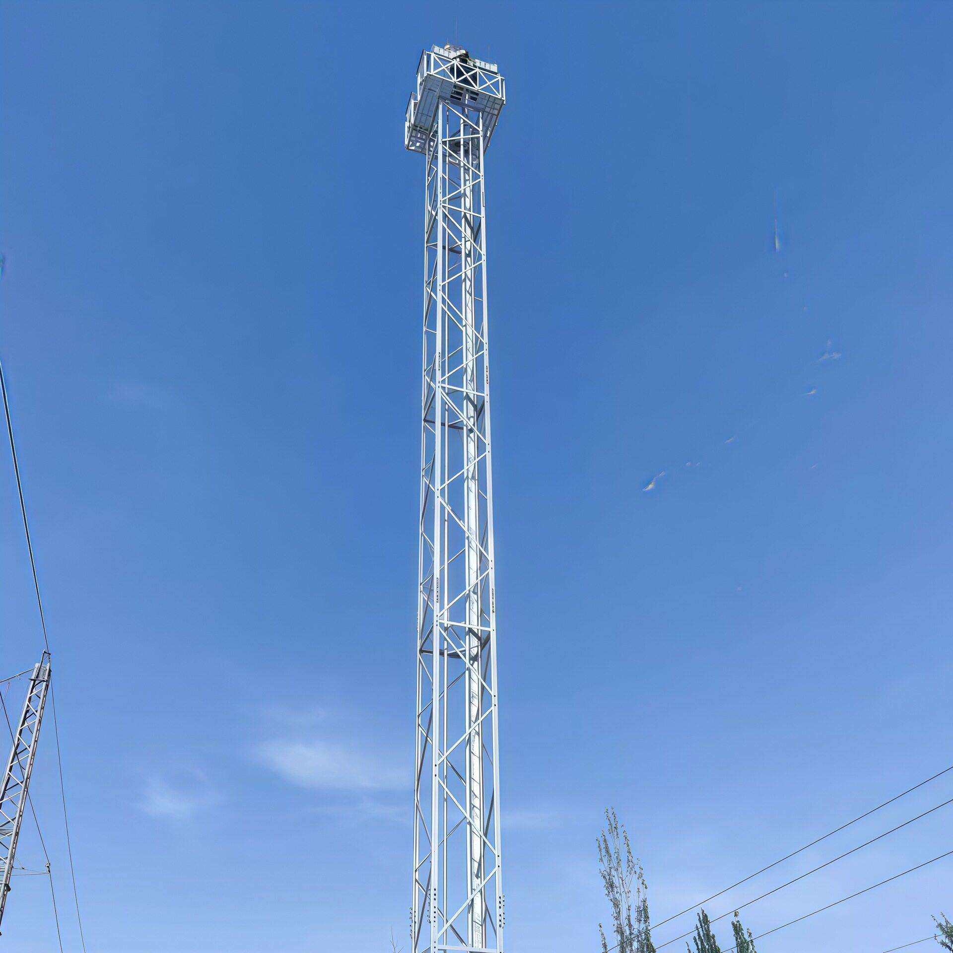 铁路自动升降灯塔物流园格构式21.5米投光灯铁塔码头照明塔升降式