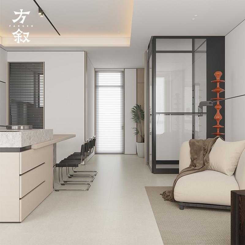 SPC石塑锁扣地板侘寂水泥灰石纹工业风商用PVC石晶卡扣式地板防水图片