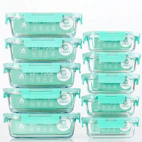 [10-Pack] Glass Food Storage Containers with Lids, Airtight,