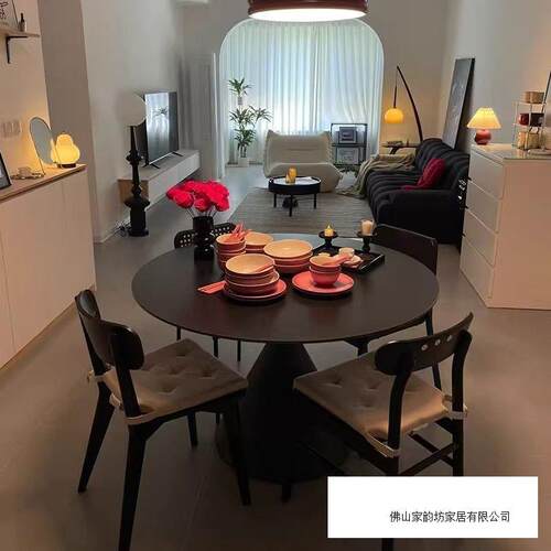 式洽XPJ53dPA谈桌岩形餐桌纯白色圆现代简约圆桌小户型板家用法饭