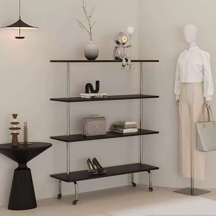 鞋子展示架服装店加厚货架网红女装多层落地陈列架带轮包包置物架