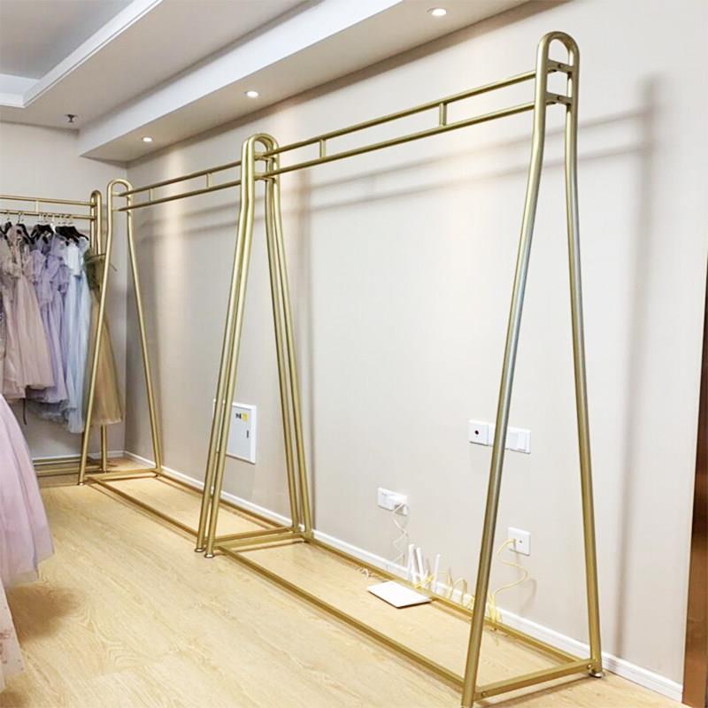 金色婚纱展示架落地式工作室礼服旗袍秀禾货架照相馆专用挂婚纱架