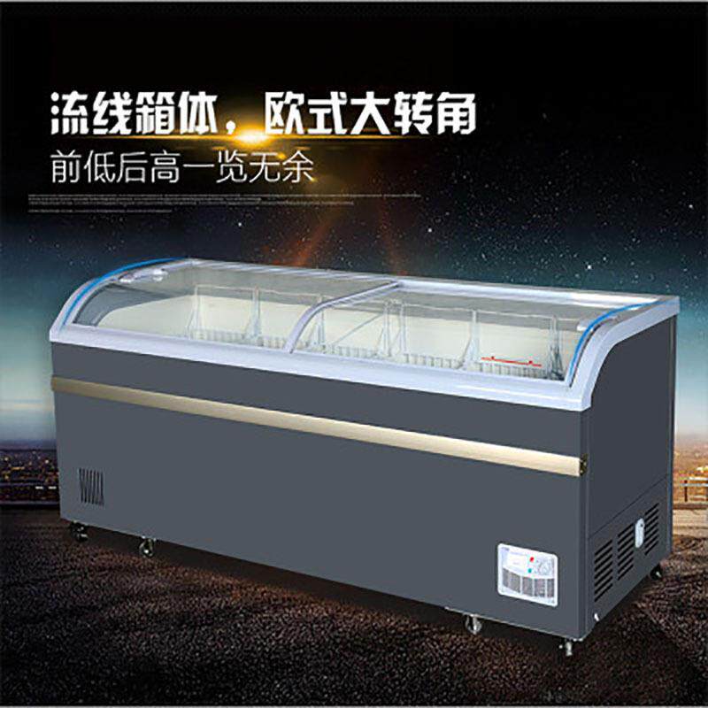 雪糕冰柜商用大容量卧式冷冻冷藏柜透明玻璃门超市组合岛柜展示柜