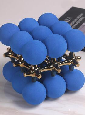 直销新款简约现代轻奢售楼处树脂几何圆球软装饰品家居样板房间工