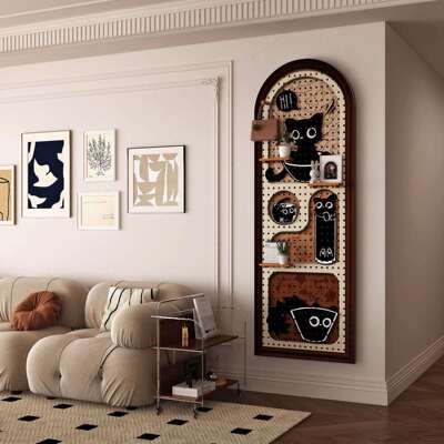 洞板置洞物架打印图案造型墙入户童玄关遮挡墙面装饰儿收FES房纳