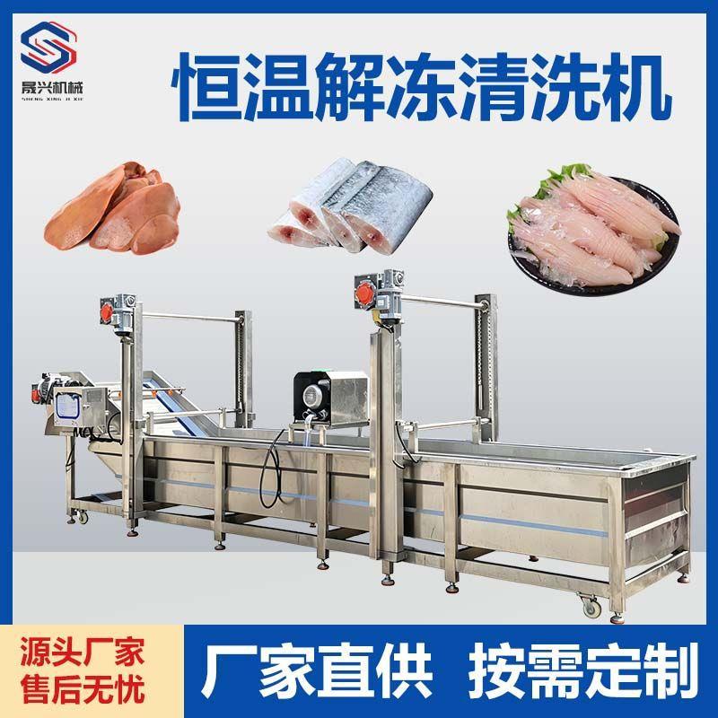 恒温解冻清洗机鱿鱼带鱼鹅肝龙门提升解冻流水线鸭掌鸡爪解冻机
