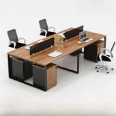 员工办公桌简单现代四人一体办公桌员工屏幕工作站展台组合办公家