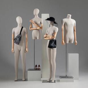 装店竹节麻服模特道具示人女半身偶婚纱假人全身模特人台橱窗展架