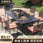 院冬季 烧烤聚户111外休闲桌椅座椅庭别墅电烤商业街会铸铝桌子组