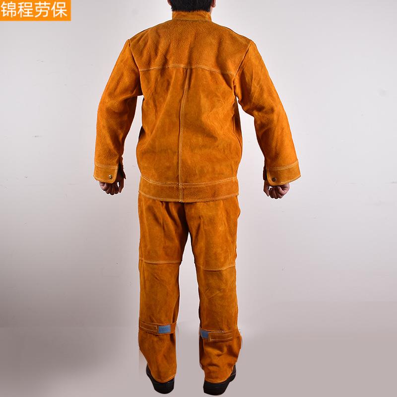 牛皮电焊工作防护服焊工汽车维修用防火花飞溅服上衣裤子两件套