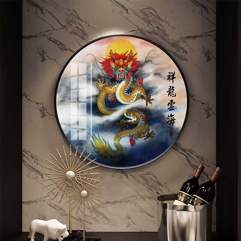 龙画像招财壁画龙挂画客厅墙画玄关走廊龙图龙凤呈祥青龙装饰画