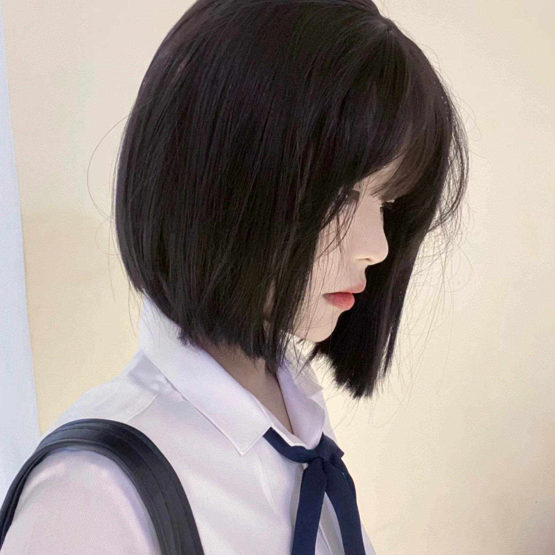 新款直销星程假发黑棕色短发女网红发型甜美波波头空气刘海日常自