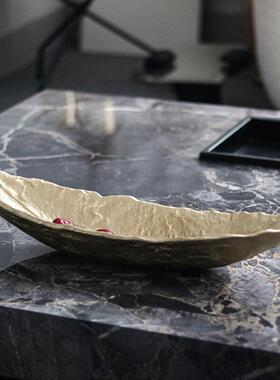 设计师创意小船果盘摆件端轻奢客厅现样板房餐桌托盘软装饰品