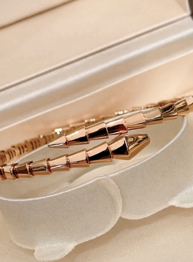 公价5.52万】99新宝格丽玫瑰金无钻蛇形手镯正品二手BR860039