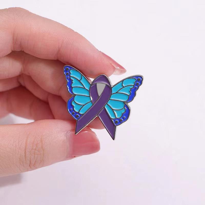 跨境新品可爱少女系列蝴蝶造型金属胸针创意彩色昆虫配饰合金徽章