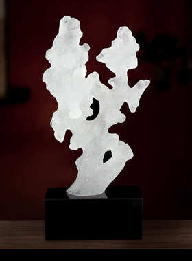 锋明琉璃新中式创意太湖石工艺品摆件样板间书房书柜酒店软装摆设