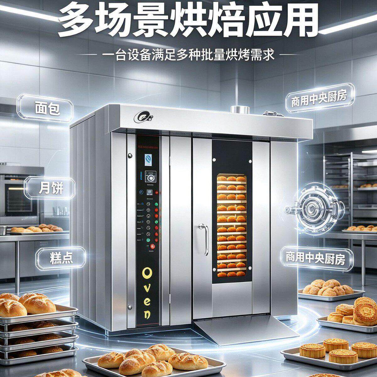 32盘热风旋转炉商用 面包月饼糕点旋转烤炉 大型烘焙设备厂家现货