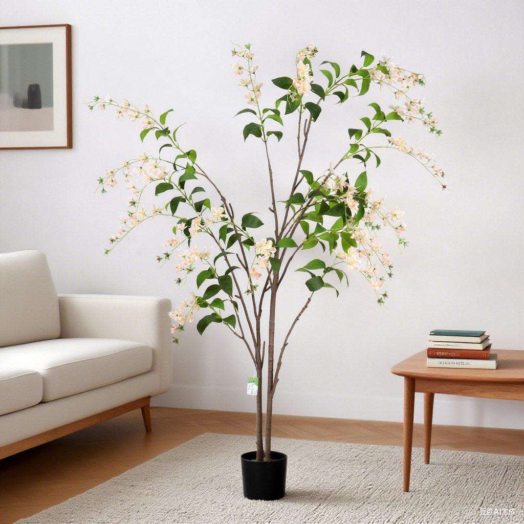 仿真绿植垂丝莉花花树槟色仿真植物盆栽酒店香造景茉假仿真绿植绿