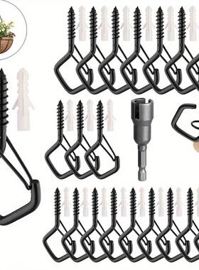 Set of 20 Stainless Steel Screw-On Hooks, Screw-On Hook with