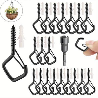 Set of 20 Stainless Steel Screw-On Hooks, Screw-On Hook with