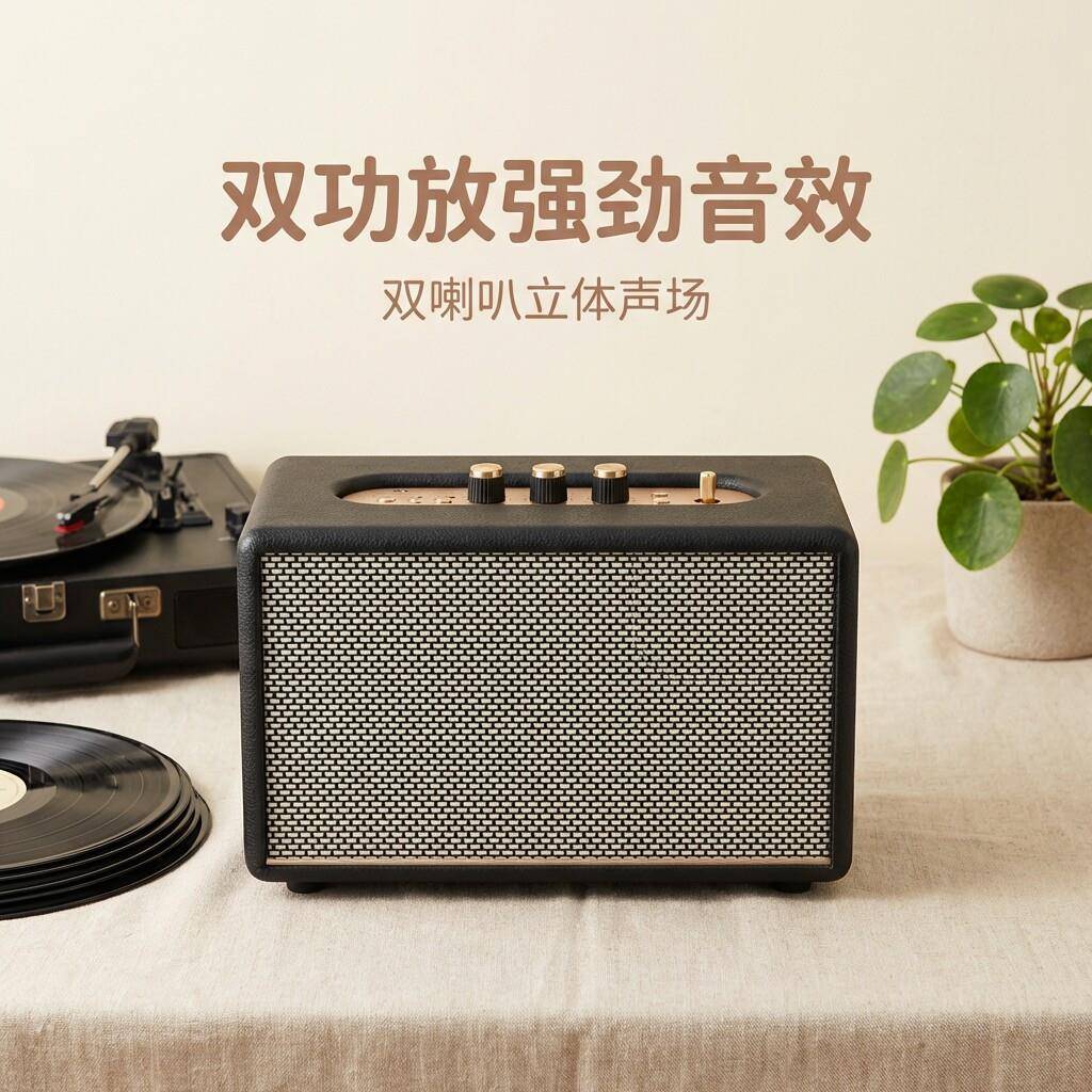 复古蓝牙音箱店铺摆件颜值户外可携式家用音响重低音冲插两用TWS