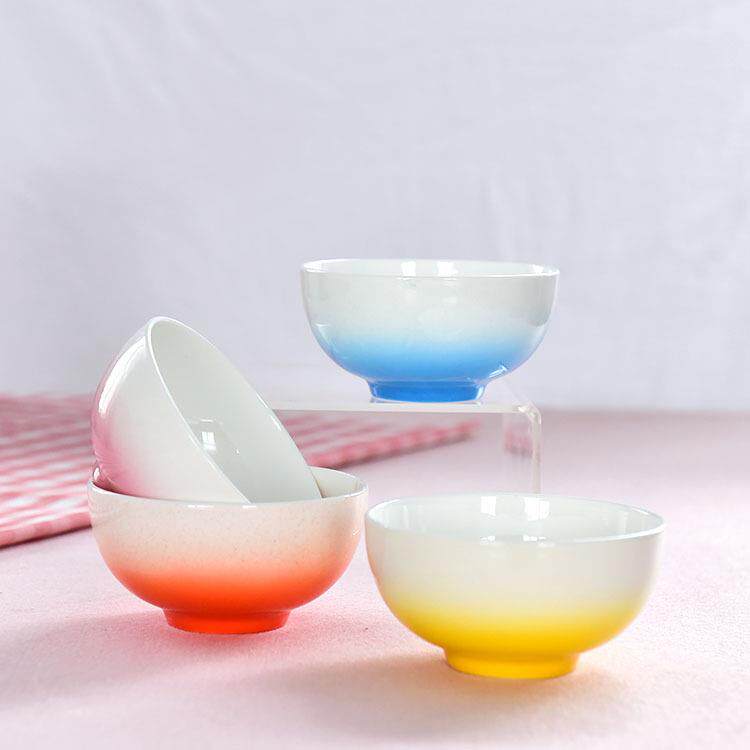 骨质瓷餐具 家用米饭碗 创意彩釉陶瓷碗 纯白餐厅用品