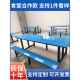 学校食堂餐桌组合学生员工地连体餐桌椅4人6人8人不锈钢餐桌定制