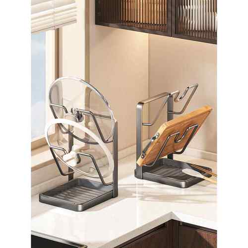 厨房锅盖置物架2025新款锅铲菜板放置架家用多功能台面砧板锅盖架