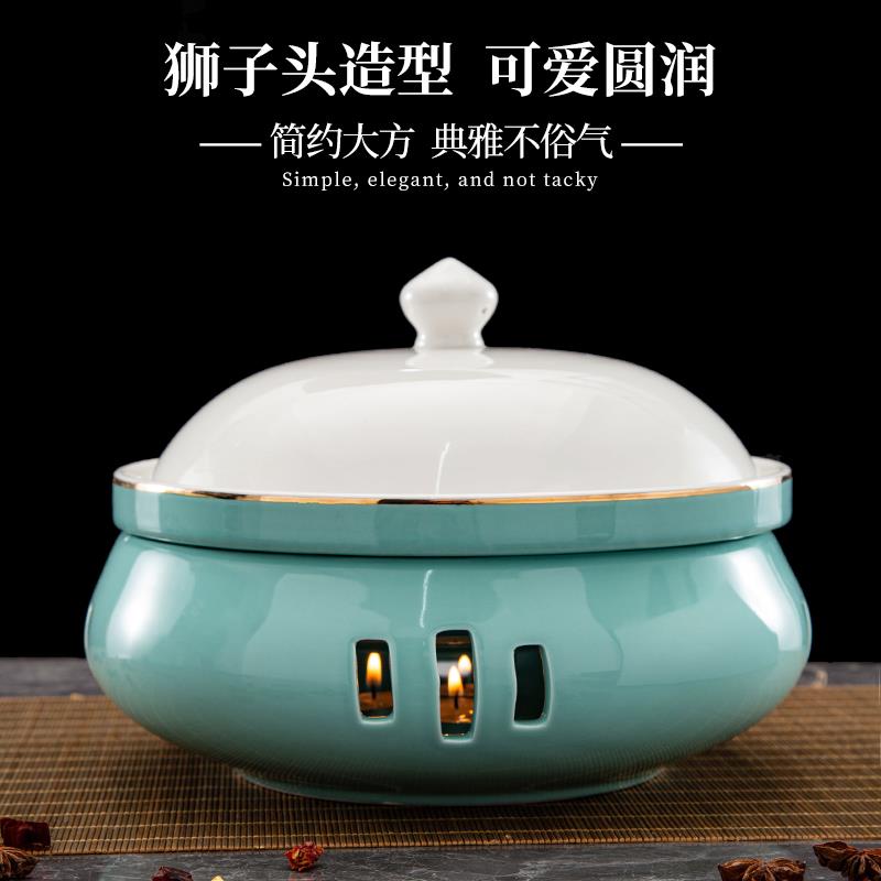 中式陶瓷加热保温盅带盖深碗明档商用圆形干锅菜盘创意餐具