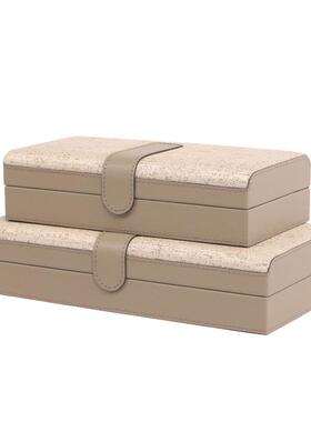 中古高木质革珠档宝皮首盒279现饰代简约轻奢翻盖收纳盒衣帽间装