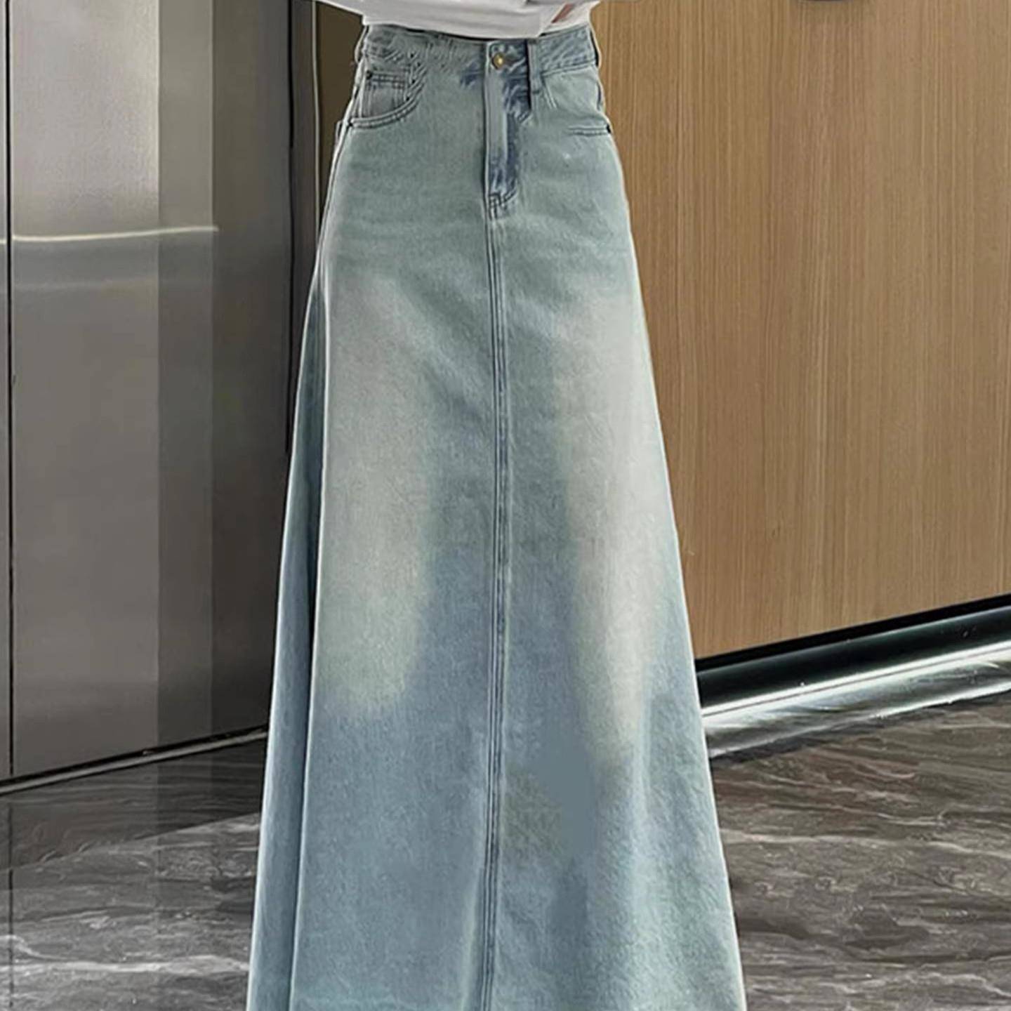 极速春季新款牛仔半身裙女大码女士春款长裙2026春款水洗高腰宽松