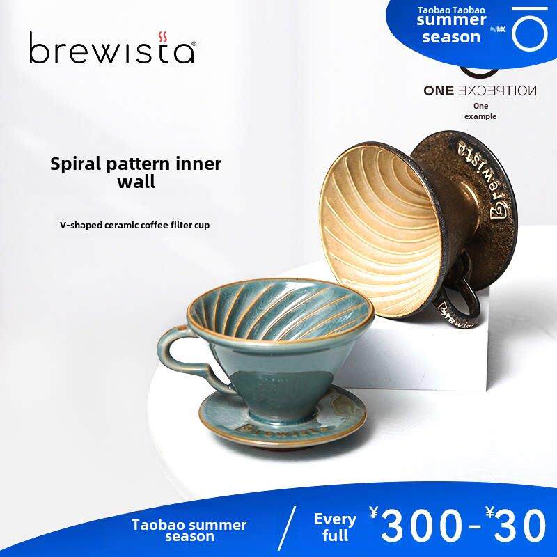 Brewista陶瓷手冲咖啡滤杯V60景德镇螺旋图案滴滤杯覆古英雄