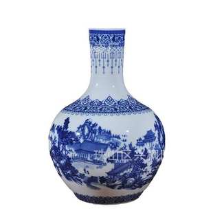 景德镇陶瓷花瓶大号龙纹天球瓶 落地大花瓶现代仿古工艺品