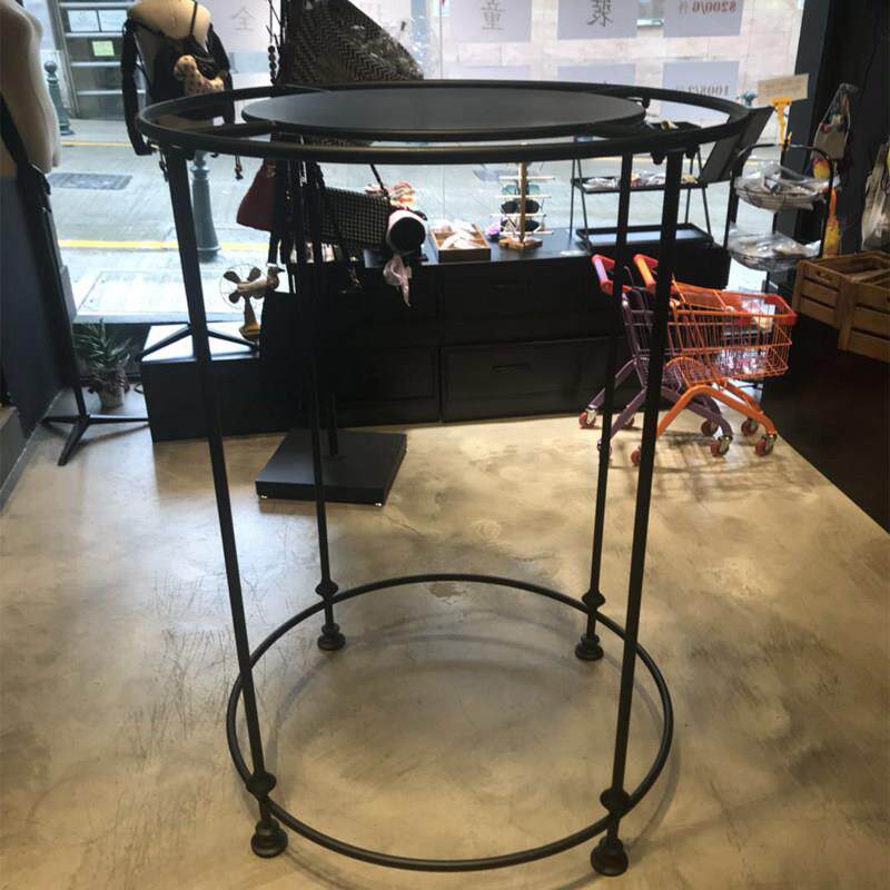 服装店圆形衣架落地式展示架体育用品店男装店黑色中间展示架岛式