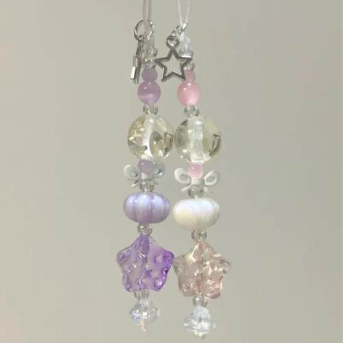 原创冰透星星吊坠串珠手机链ccd挂绳相机挂饰防丢绳钥匙扣挂件