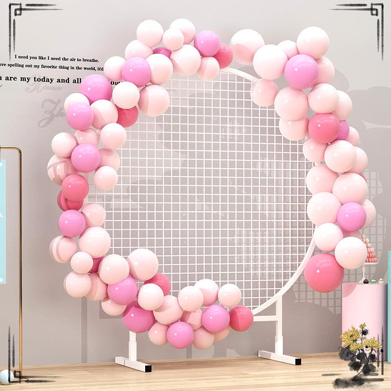 铁网格网圆形装饰网格架幼儿园作品展示易拉宝婚庆展示挂架落地网