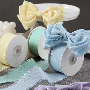 绑带服饰辅料波浪边织带 磨毛花边丝带diy蝴蝶结儿童发夹礼盒包装