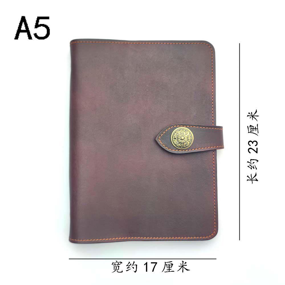 a5头层牛皮手账本 手工覆古真皮记事本 活页笔记本 植鞣革 创意